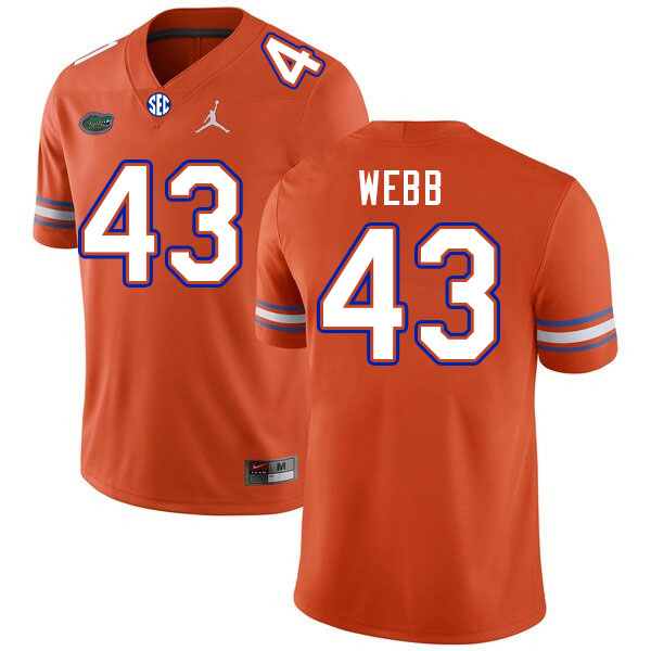 Men #43 Curran Webb Florida Gators College Football Jerseys Stitched-Orange
